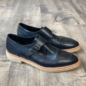 Freda Salvador Leather Buckle Loafers Womens 8